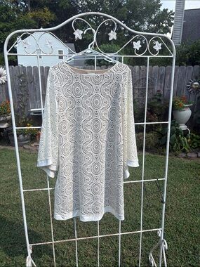 Emma & Michele Cream Crochet Lace Tunic dress